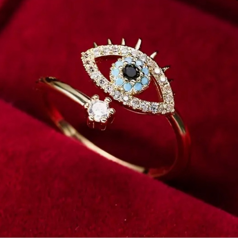 BEAUTIFUL EVIL EYE RING - Gold Color - Picture 4 of 7